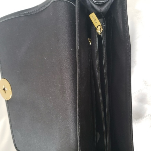 Fossil Purse Leather Jasmin Flap Crossbody Bag Black - Picture 7 of 13